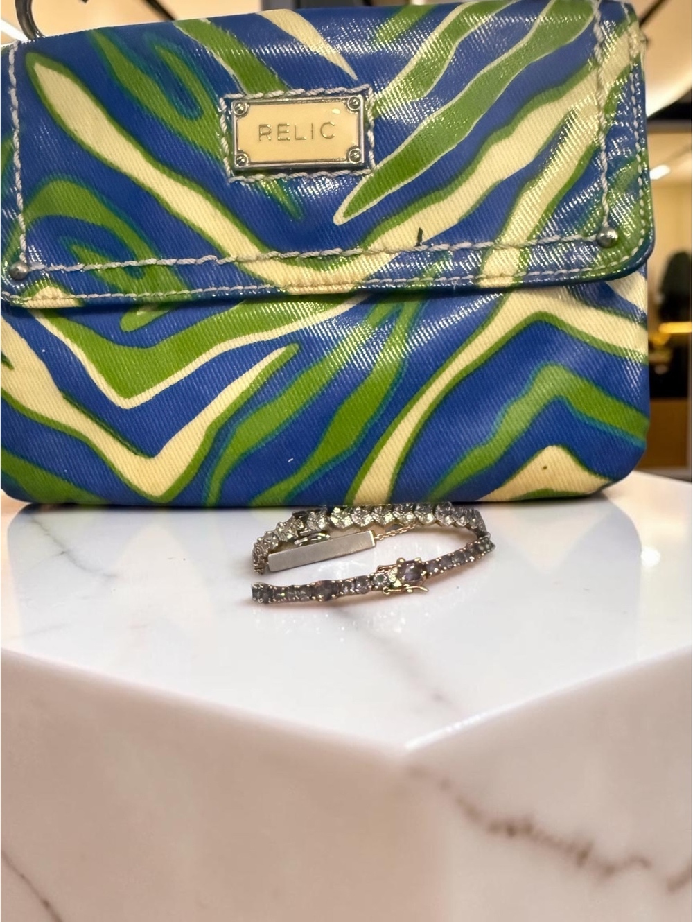 Relic by Fossil Mini Crossbody Bag Blue Green Y2K Organizer Purse No Strap